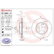 BREMBO brake disc 09.8680.14, set of 2 - Brake Disc
