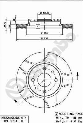 BREMBO brake disc 09.8894.75, set of 2 - Brake Disc