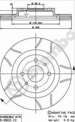 BREMBO brake disc 09.8903.75, set of 2 - Brake Disc