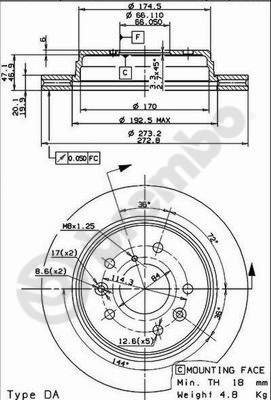 BREMBO brake disc 09.9127.10, set of 2 - Brake Disc