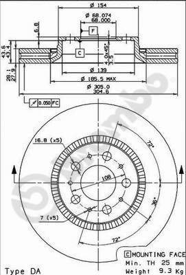 BREMBO brake disc 09.9130.75, set of 2 - Brake Disc