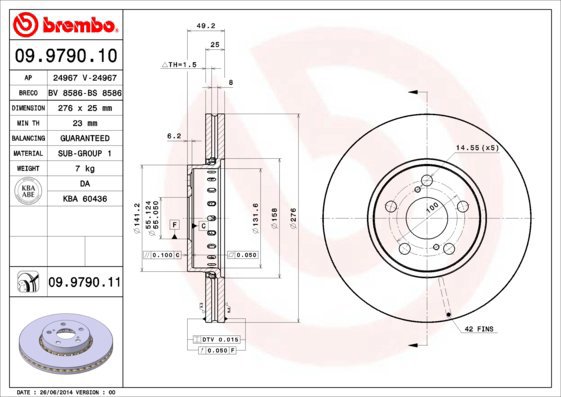 BREMBO brake disc 09.9790.11, set of 2 - Brake Disc