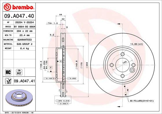 BREMBO brake disc 09. A047.41, set of 2 - Brake Disc