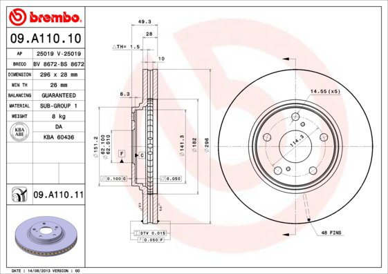 BREMBO brake disc 09. A110.10, set of 2 - Brake Disc