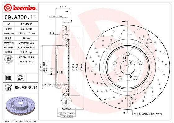 BREMBO brake disc 09. A300.11, set of 2 - Brake Disc