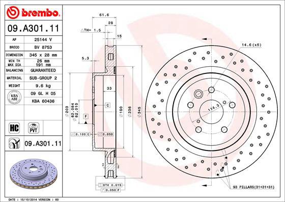 BREMBO brake disc 09. A301.11, set of 2 - Brake Disc