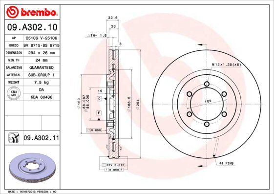 BREMBO brake disc 09. A302.11, set of 2 - Brake Disc