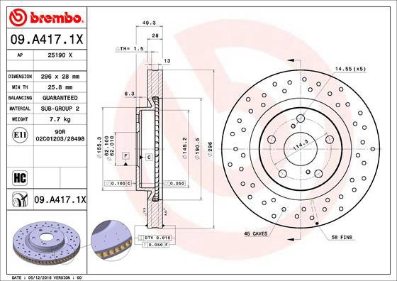 BREMBO brake disc 09. A417.1X, set of 2 - Brake Disc