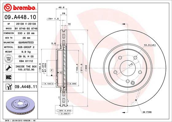 BREMBO brake disc 09. A448.11, set of 2 - Brake Disc