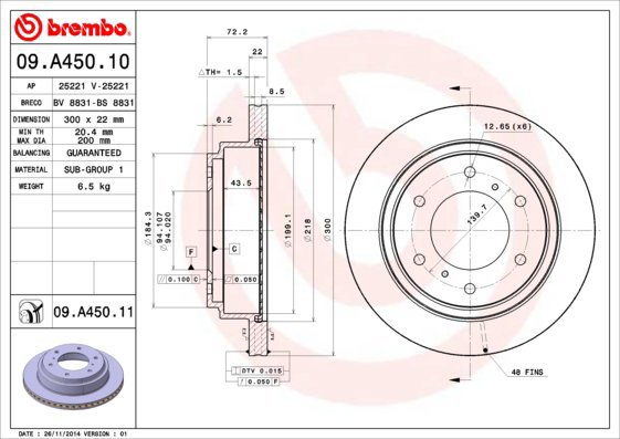 BREMBO brake disc 09. A450.10, set of 2 - Brake Disc