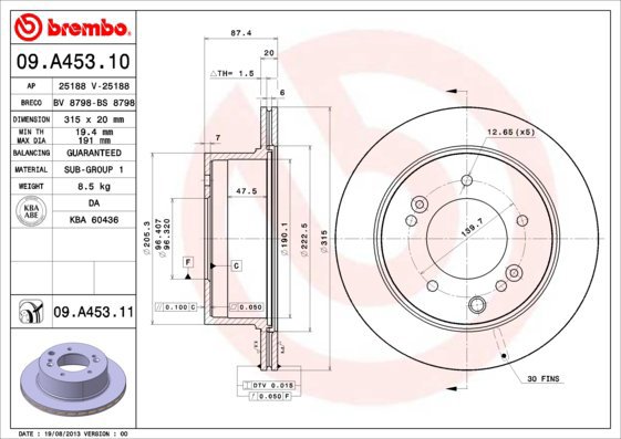 BREMBO brake disc 09. A453.11, set of 2 - Brake Disc