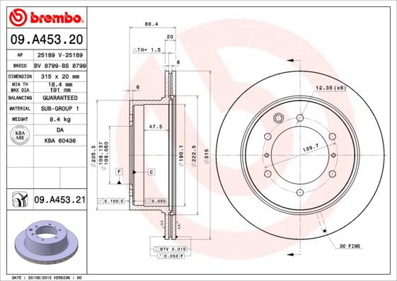 BREMBO brake disc 09. A453.21, set of 2 - Brake Disc