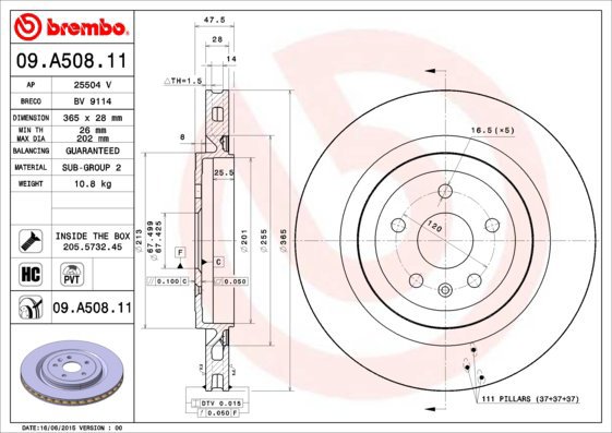 BREMBO brake disc 09. A508.11, set of 2 - Brake Disc