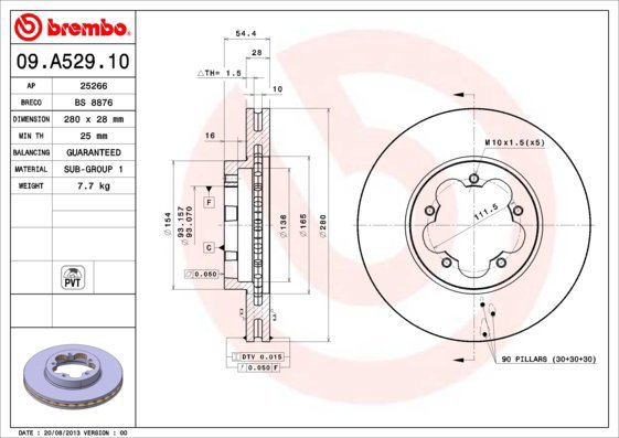 BREMBO brake disc 09. A529.10, set of 2 - Brake Disc