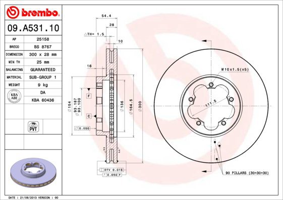 BREMBO brake disc 09. A531.10, set of 2 - Brake Disc