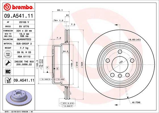 BREMBO brake disc 09. A541.11, set of 2 - Brake Disc