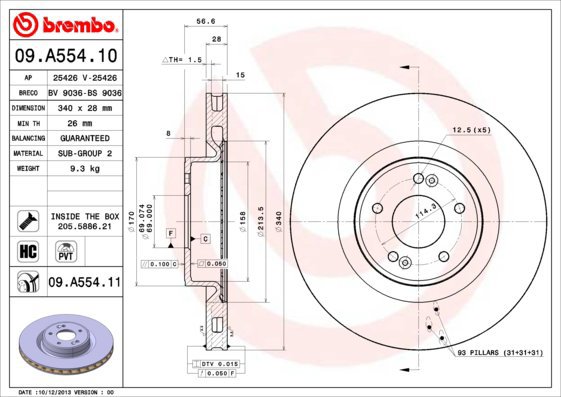 BREMBO brake disc 09. A554.11, set of 2 - Brake Disc