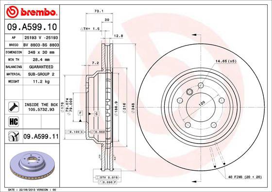 BREMBO brake disc 09. A599.11, set of 2 - Brake Disc