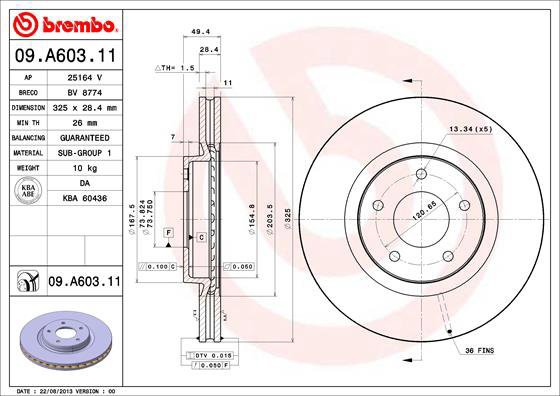BREMBO brake disc 09. A603.11, set of 2 - Brake Disc