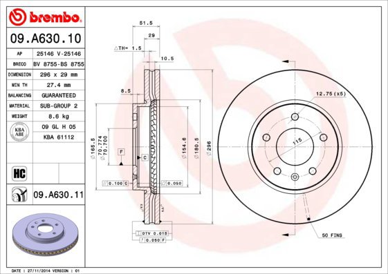 BREMBO brake disc 09. A630.10, set of 2 - Brake Disc
