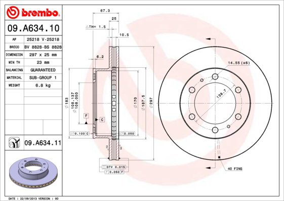 BREMBO brake disc 09. A634.10, set of 2 - Brake Disc