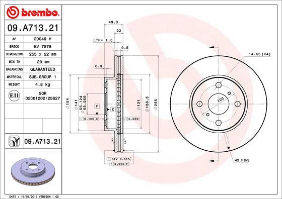 BREMBO brake disc 09. A713.21, set of 2 - Brake Disc