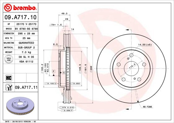 BREMBO brake disc 09. A717.10, set of 2 - Brake Disc