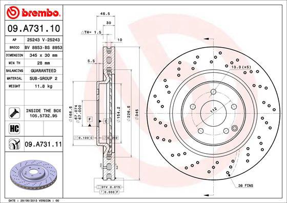 BREMBO brake disc 09. A731.11, set of 2 - Brake Disc