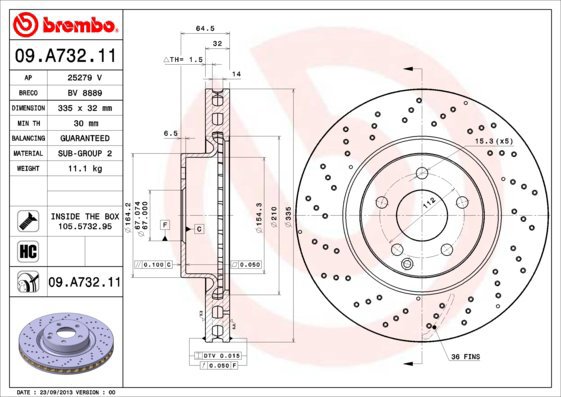 BREMBO brake disc 09. A732.11, set of 2 - Brake Disc