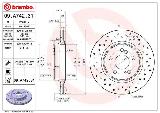 BREMBO brake disc 09. A742.31, set of 2 - Brake Disc