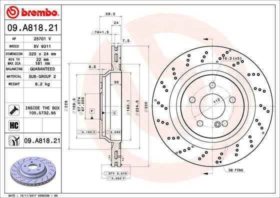BREMBO brake disc 09. A818.21, set of 2 - Brake Disc