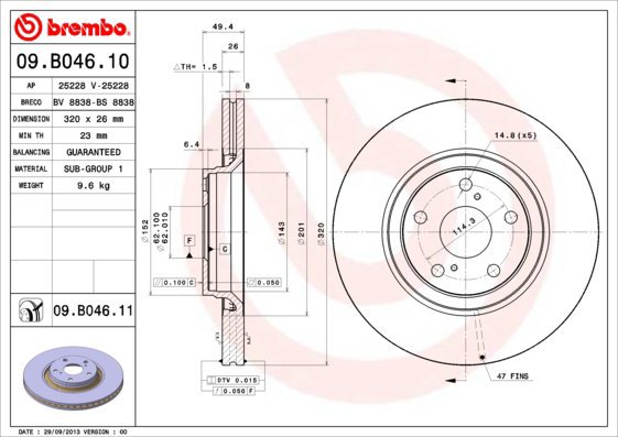 BREMBO brake disc 09. B046.10, set of 2 - Brake Disc