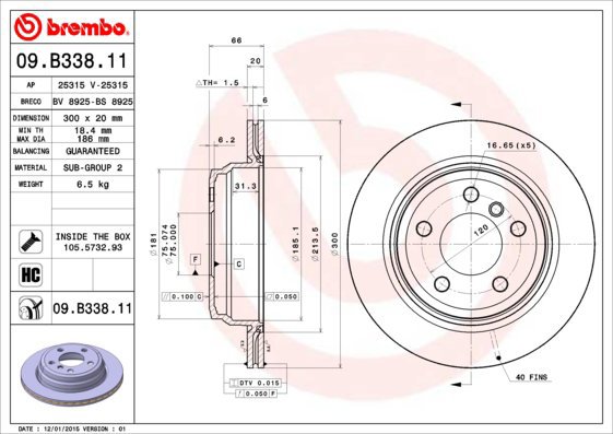 BREMBO brake disc 09. B338.11, set of 2 - Brake Disc