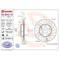BREMBO brake disc 09. B343.4X, set of 2 - Brake Disc