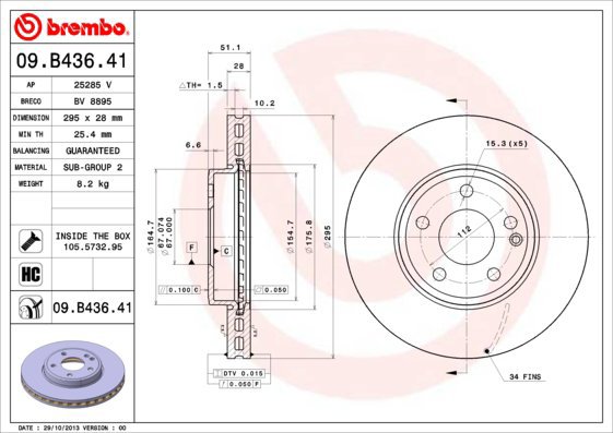 BREMBO brake disc 09. B436.41, set of 2 - Brake Disc