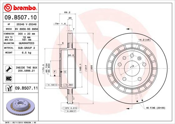 BREMBO brake disc 09. B507.11, set of 2 - Brake Disc