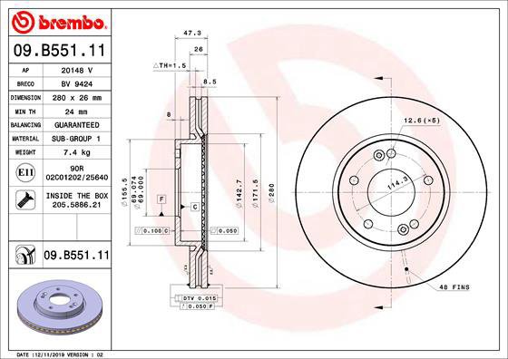 BREMBO brake disc 09. B551.11, set of 2 - Brake Disc