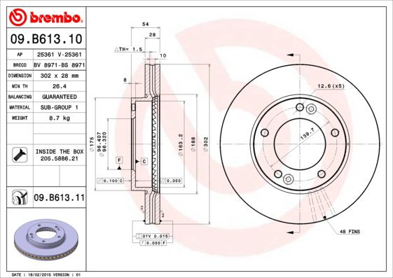 BREMBO brake disc 09. B613.10, set of 2 - Brake Disc