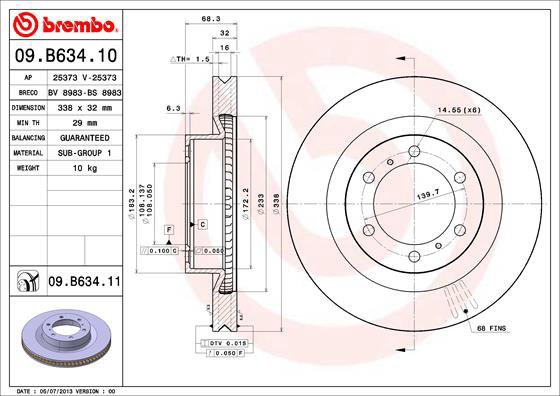 BREMBO brake disc 09. B634.10, set of 2 - Brake Disc