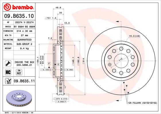 BREMBO brake disc 09. B635.11, set of 2 - Brake Disc