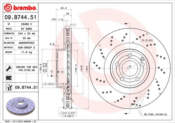 BREMBO brake disc 09. B744.51, set of 2 - Brake Disc