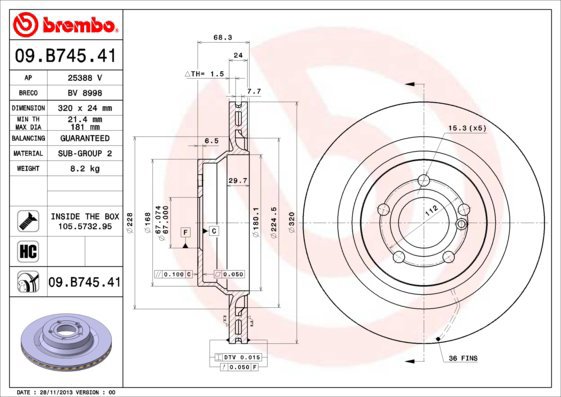 BREMBO brake disc 09. B745.41, set of 2 - Brake Disc