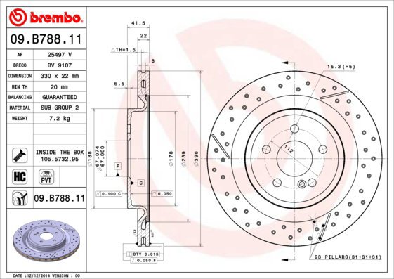 BREMBO brake disc 09. B788.11, set of 2 - Brake Disc