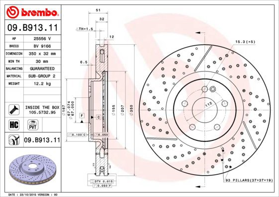 BREMBO brake disc 09. B913.11, set of 2 - Brake Disc