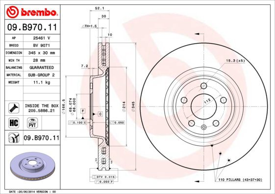 BREMBO brake disc 09. B970.11, set of 2 - Brake Disc