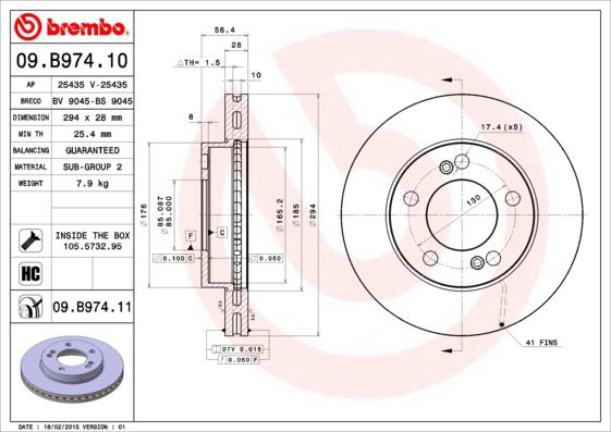 BREMBO brake disc 09. B974.10, set of 2 - Brake Disc