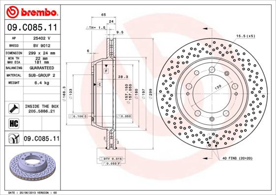 BREMBO brake disc 09. C085.11, set of 2 - Brake Disc