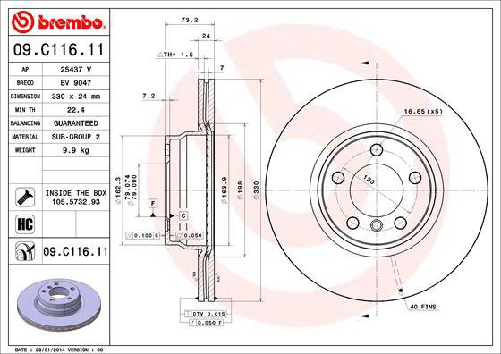 BREMBO brake disc 09. C116.11, set of 2 - Brake Disc