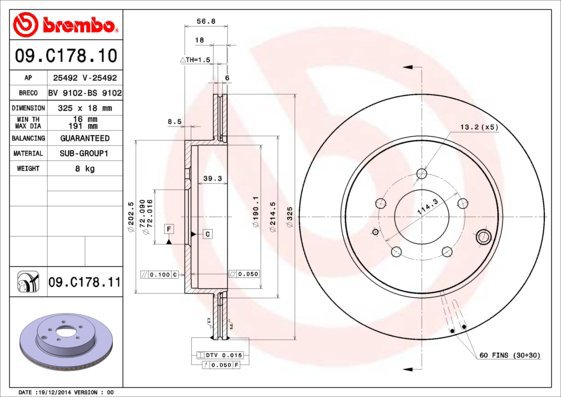 BREMBO brake disc 09. C178.11, set of 2 - Brake Disc