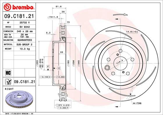 BREMBO brake disc 09. C181.21, set of 2 - Brake Disc